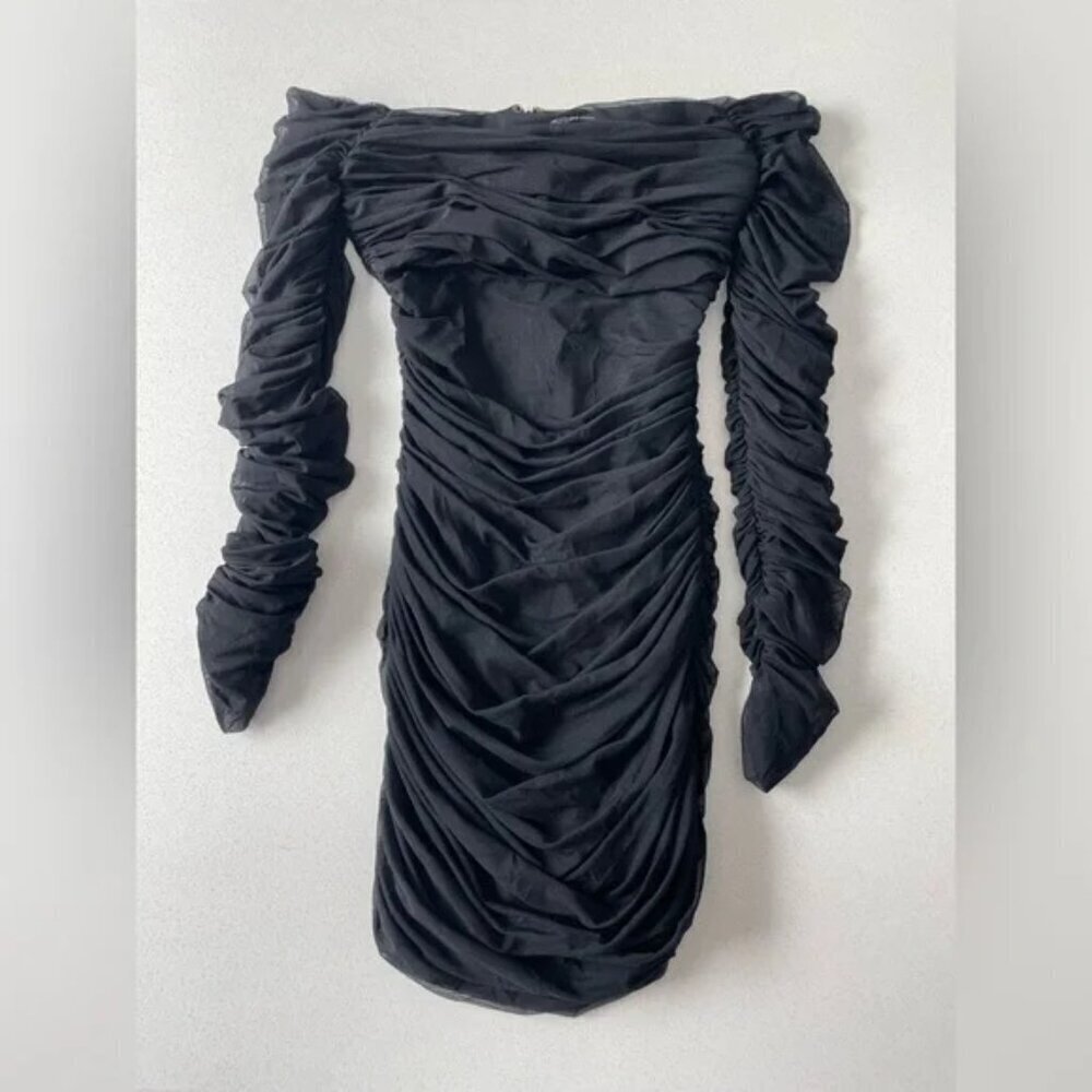 Aritzia Babaton Luxor Long Sleeve Mini Dress Black Size 0